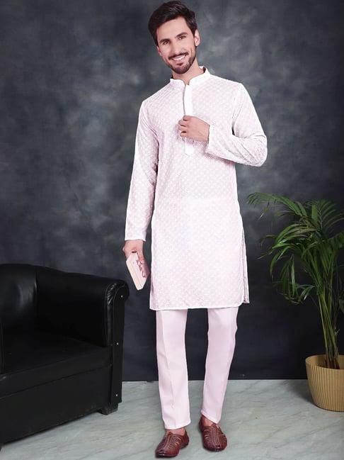 jompers white pure cotton regular fit chikankari kurta bottom set