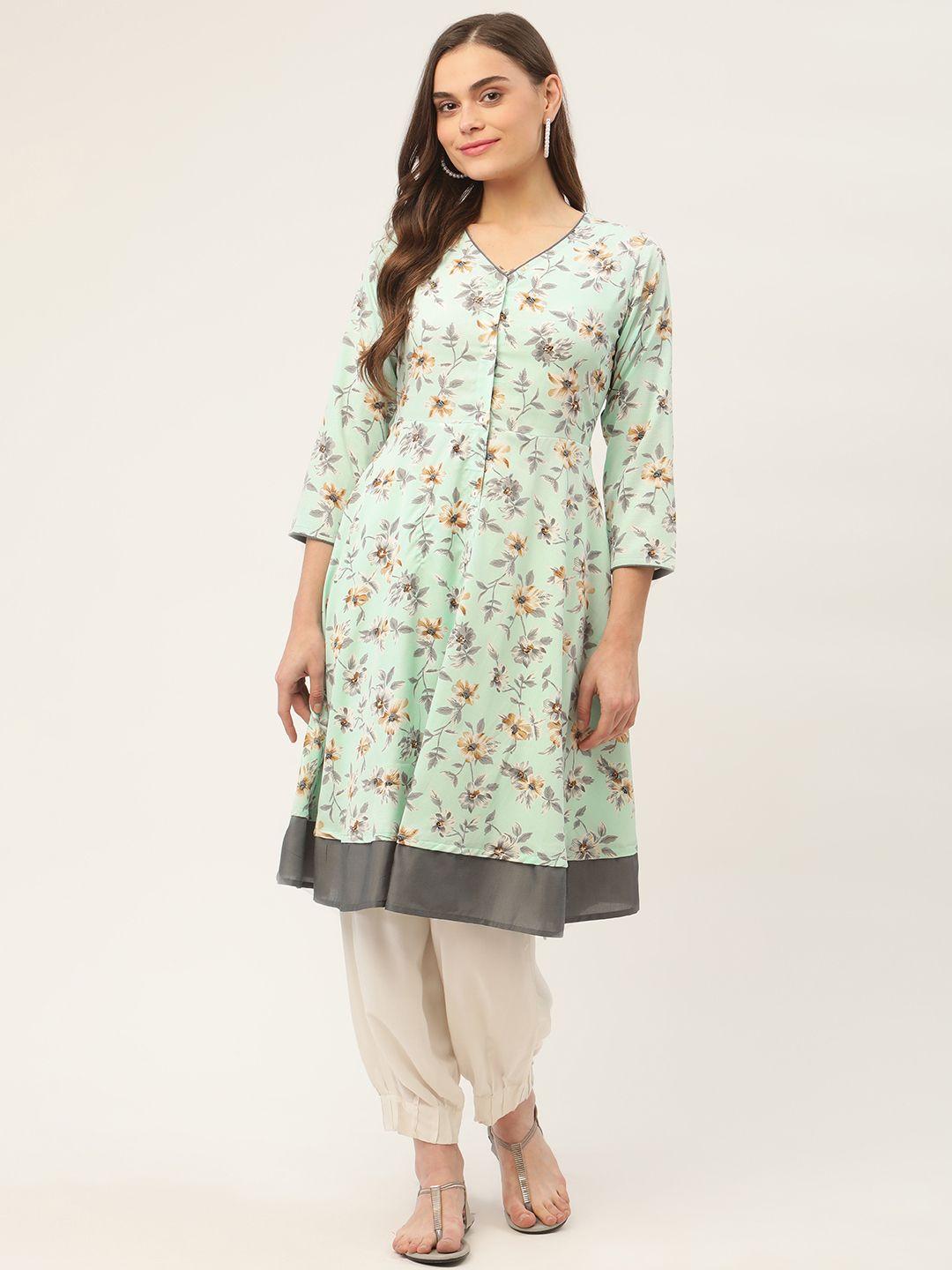 jompers women blue floral printed kurta