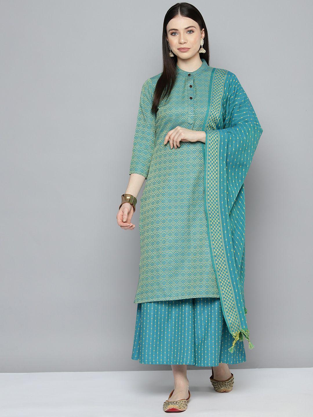 jompers women woven design regular kurta with palazzos & with dupatta