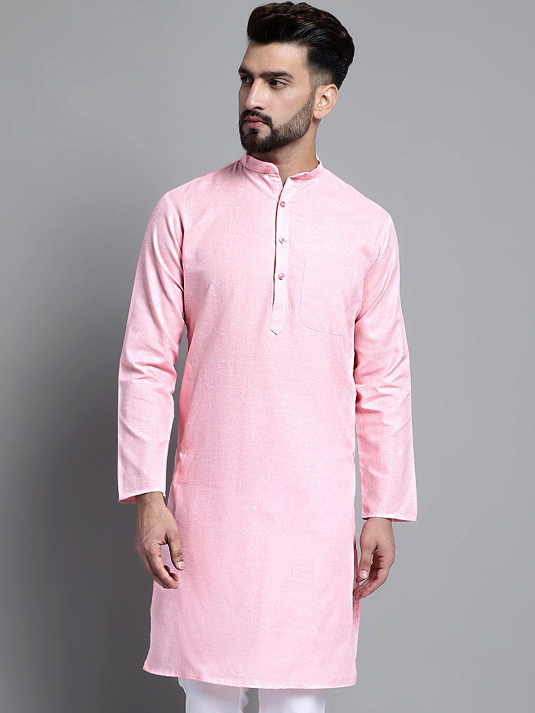 jompers woven design band collar cotton straight kurta