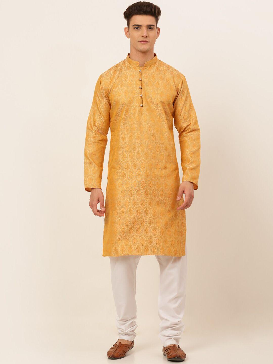 jompers woven design mandarin collar kurta with churidar