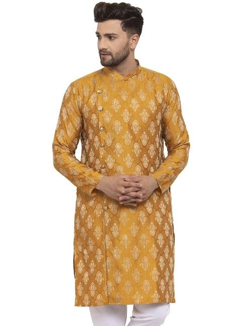 jompers yellow regular fit abstract kurta