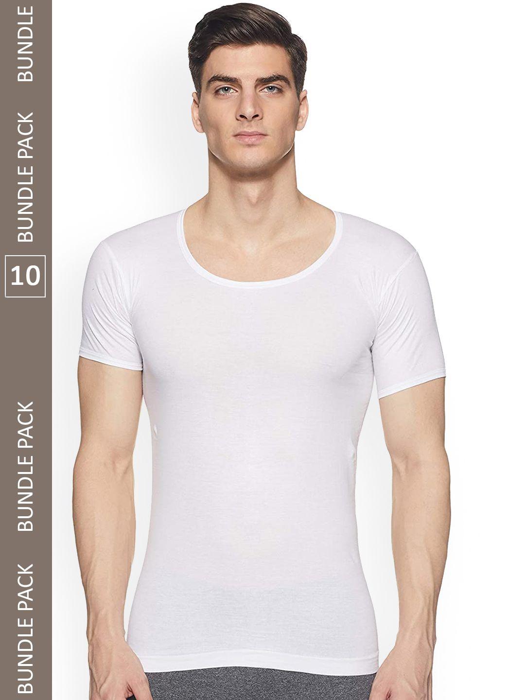 jon men pack of 10 pure cotton short sleeves basic innerwear vests