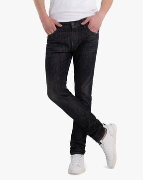 jondrill skinny fit aged eco raw black wash jeans