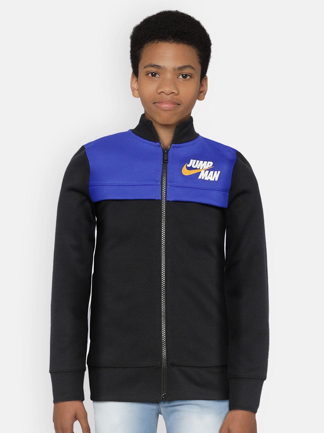 jordan boys black & blue colourblocked jumpman by nike sporty jacket