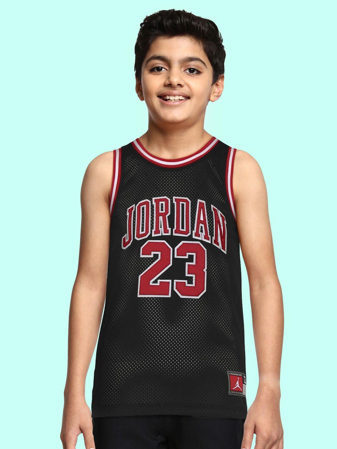 jordan boys black & red brand logo printed t-shirt