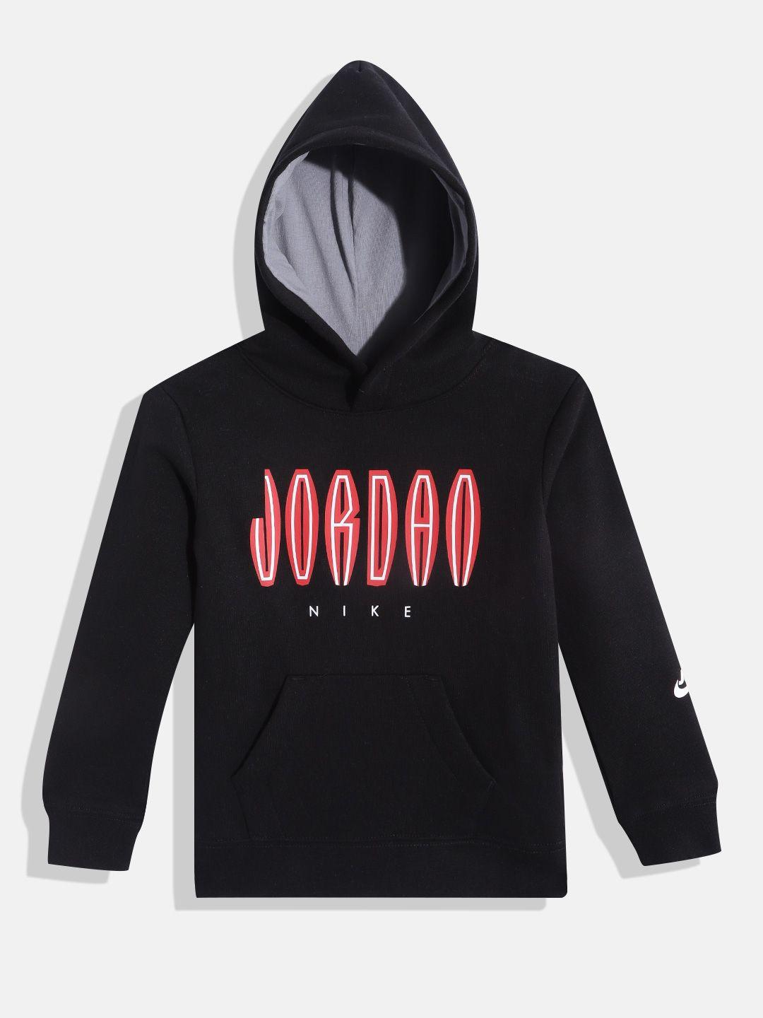 jordan boys black & red printed hooded sweatshirt