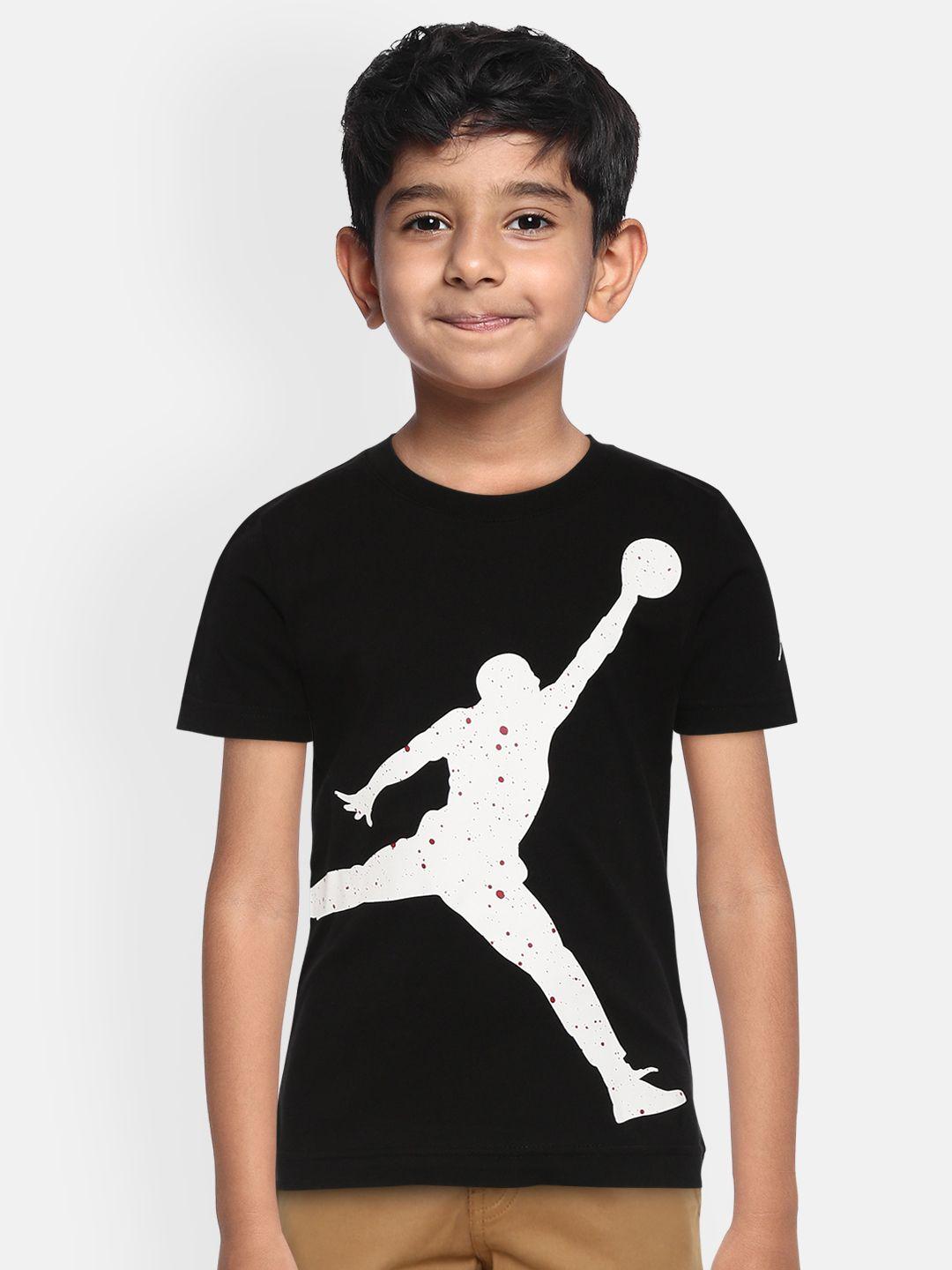 jordan boys black  white speckled jumpman graphic short sleeve cotton pure cotton t-shirt