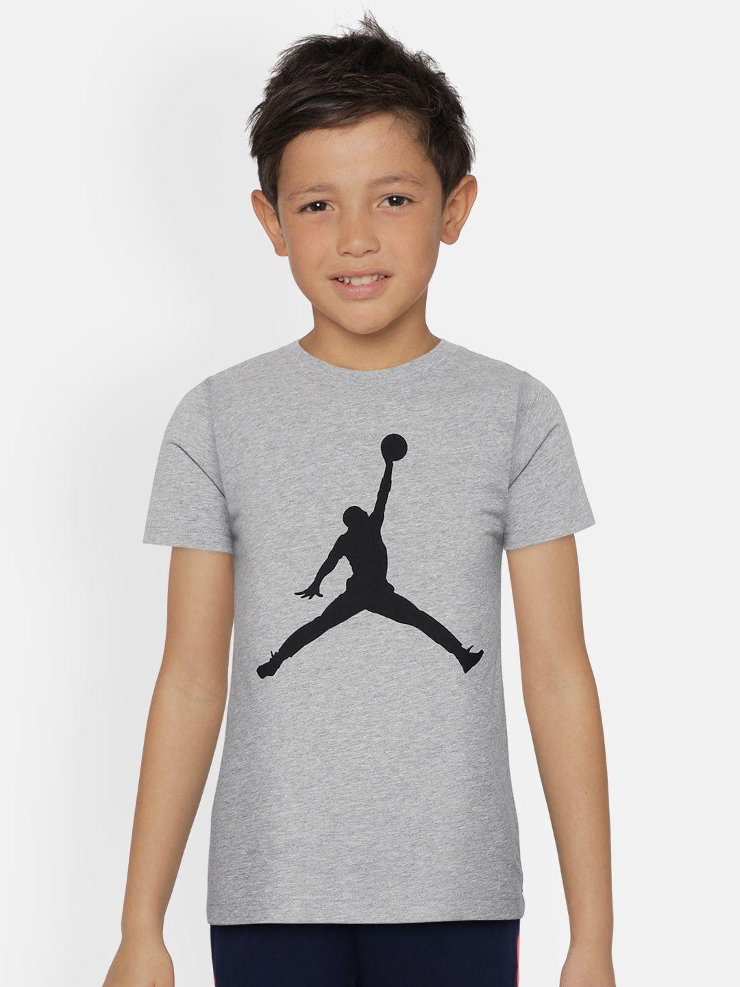jordan boys grey melange jumpman logo short sleeve cotton pure cotton t-shirt