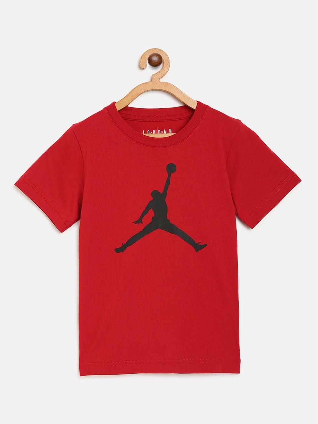 jordan boys red  black jumpman print basketball pure cotton t-shirt