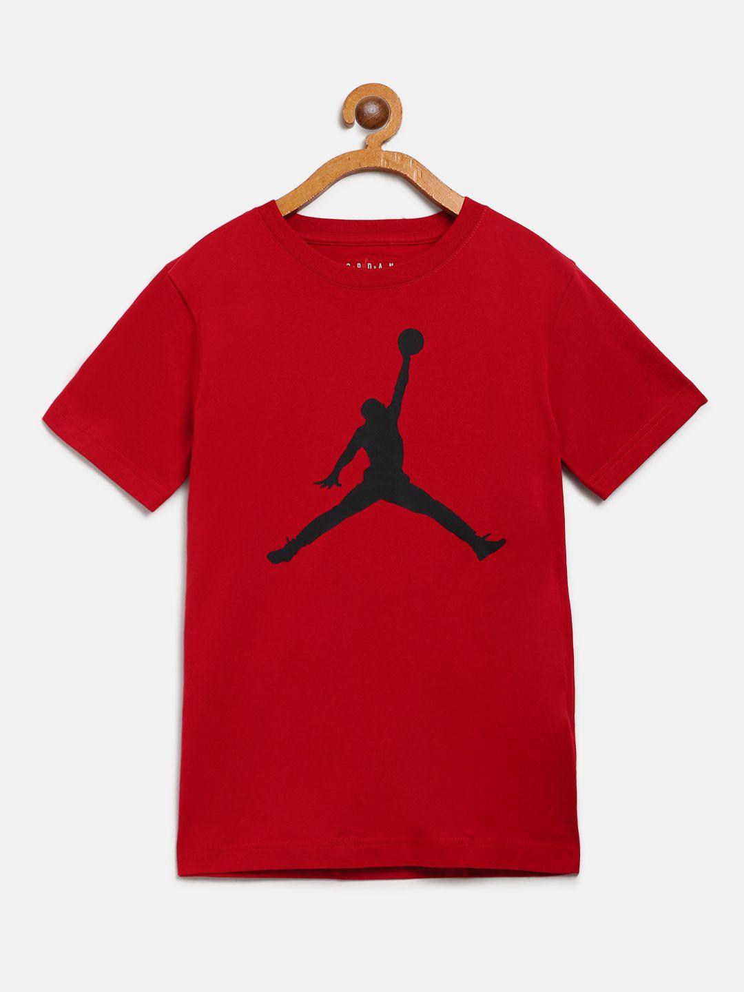 jordan boys red  black jumpman print round neck pure cotton t-shirt