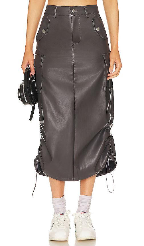 jordyn faux leather midi skirt