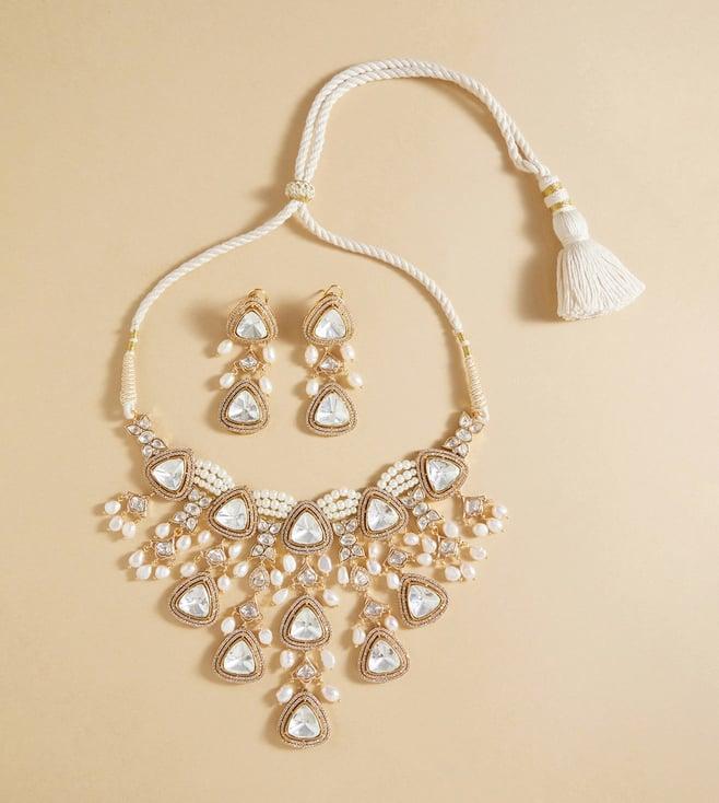 joules by radhika polki & pearl drops bridal necklace set