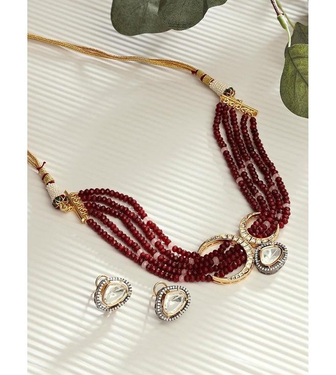 joules by radhika royal red polki choker set