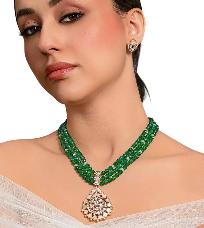 joules by radhika sparkling green necklace with earrings