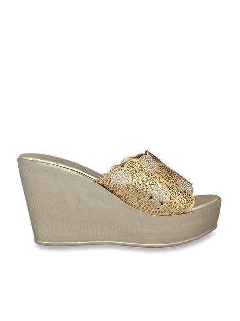 jove women's gold casual wedges
