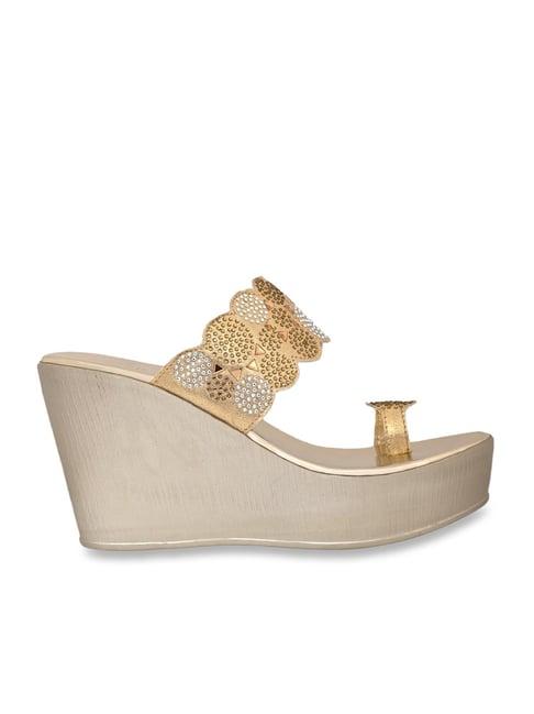jove women's gold toe ring wedges
