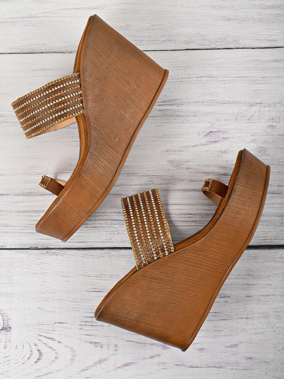 jove bronze-toned embellished wedge heels
