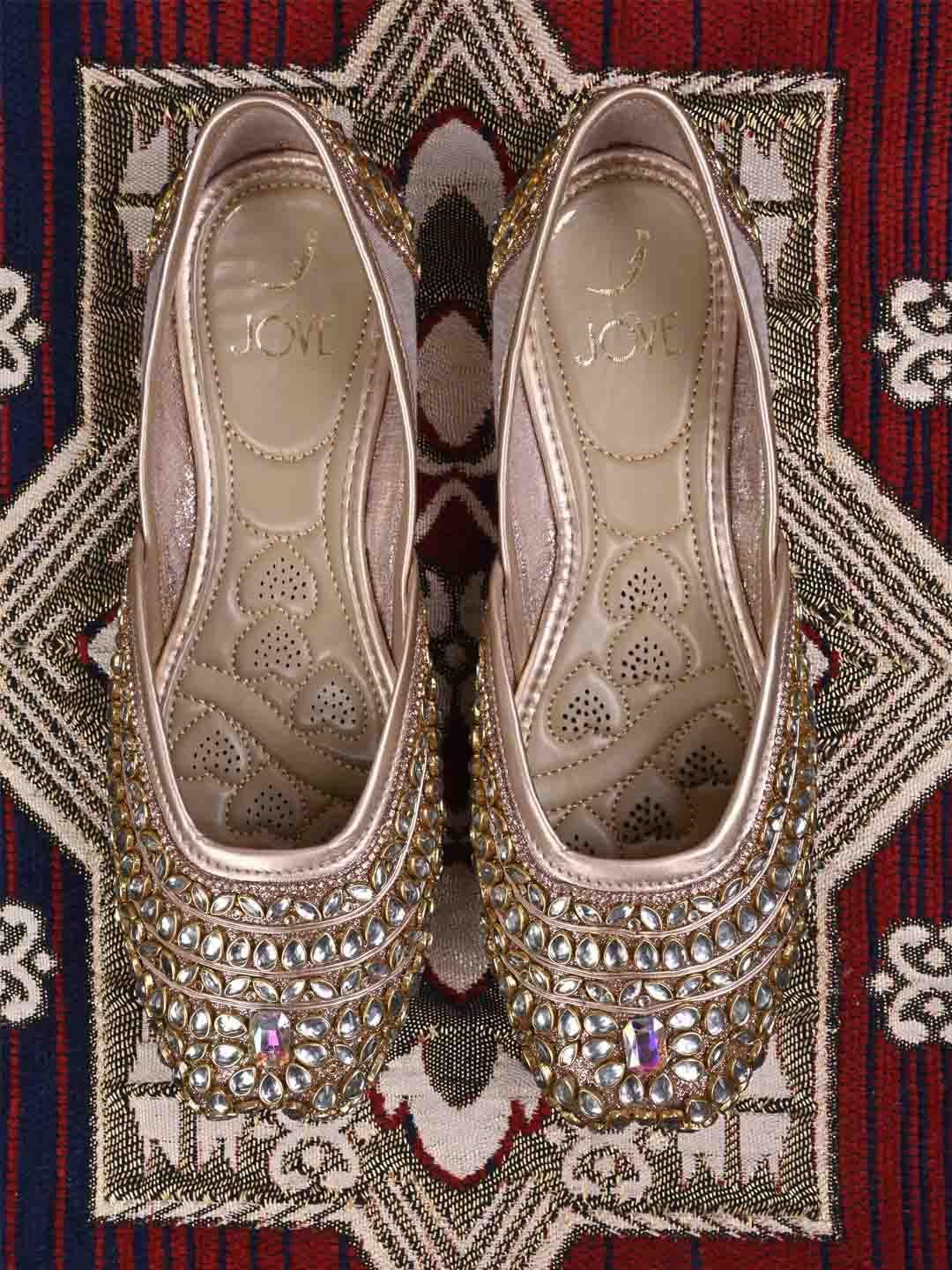 jove rose gold-toned embellished ethnic mojaris