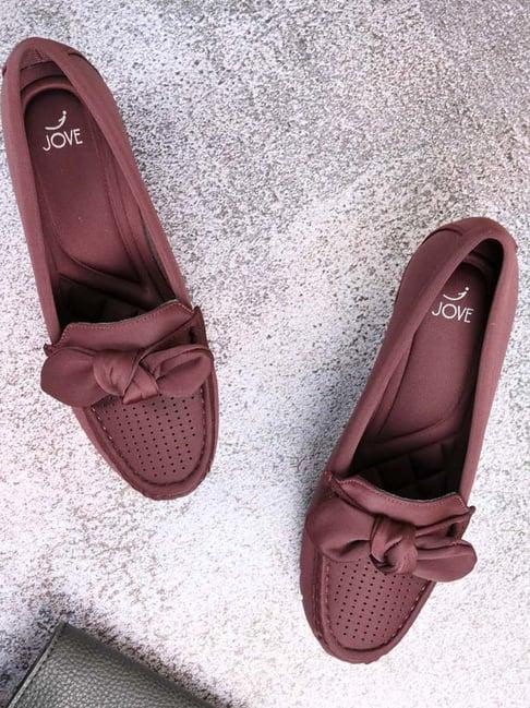 jove women's maroon casual loafers