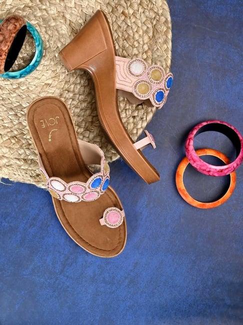 jove women's pink toe ring sandals