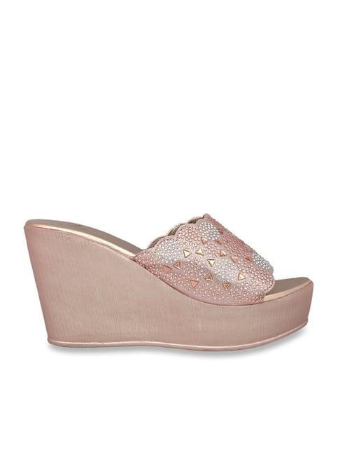 jove women's rose gold casual wedges