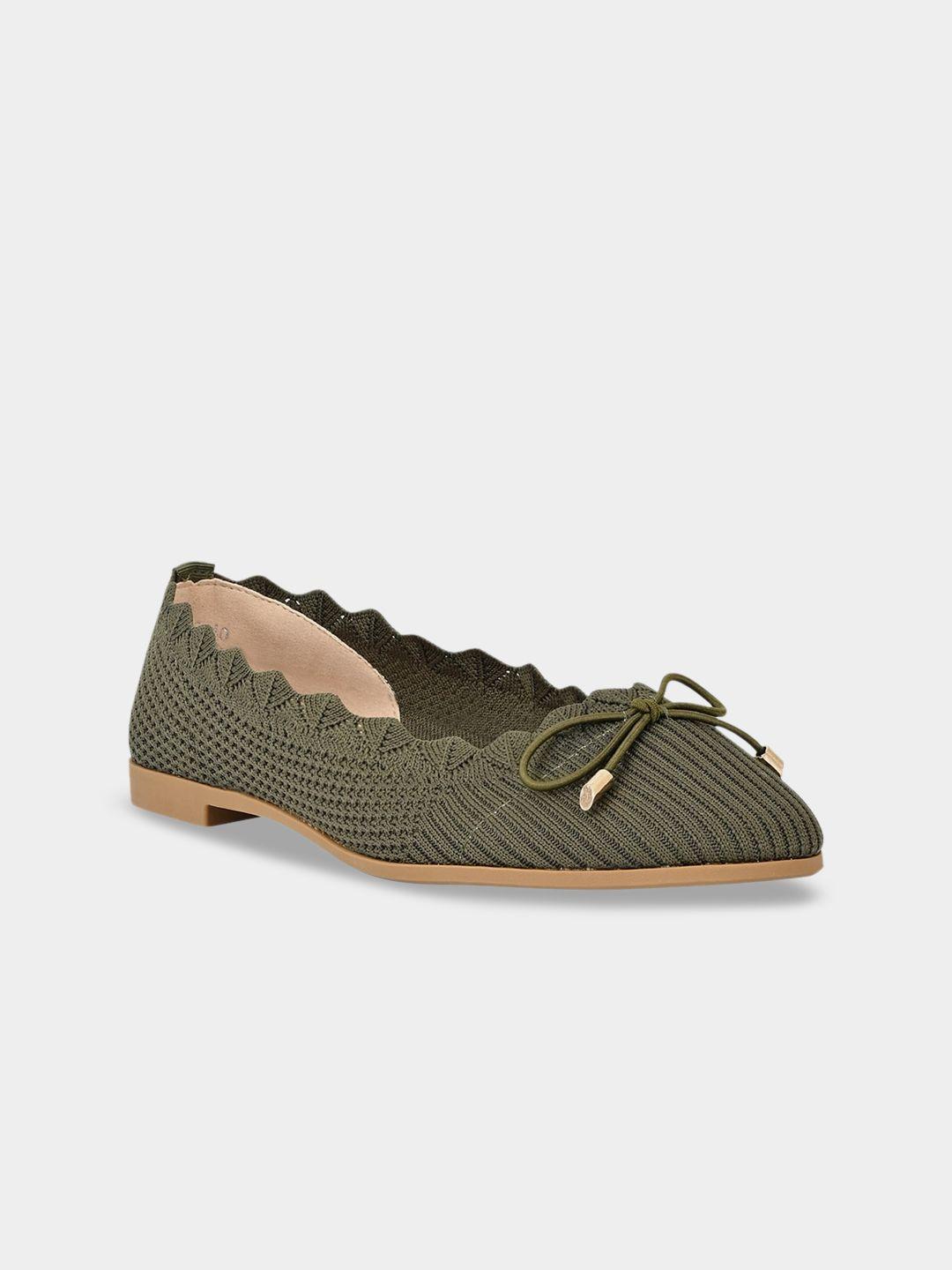 jove women olive green ballerinas with laser cuts flats