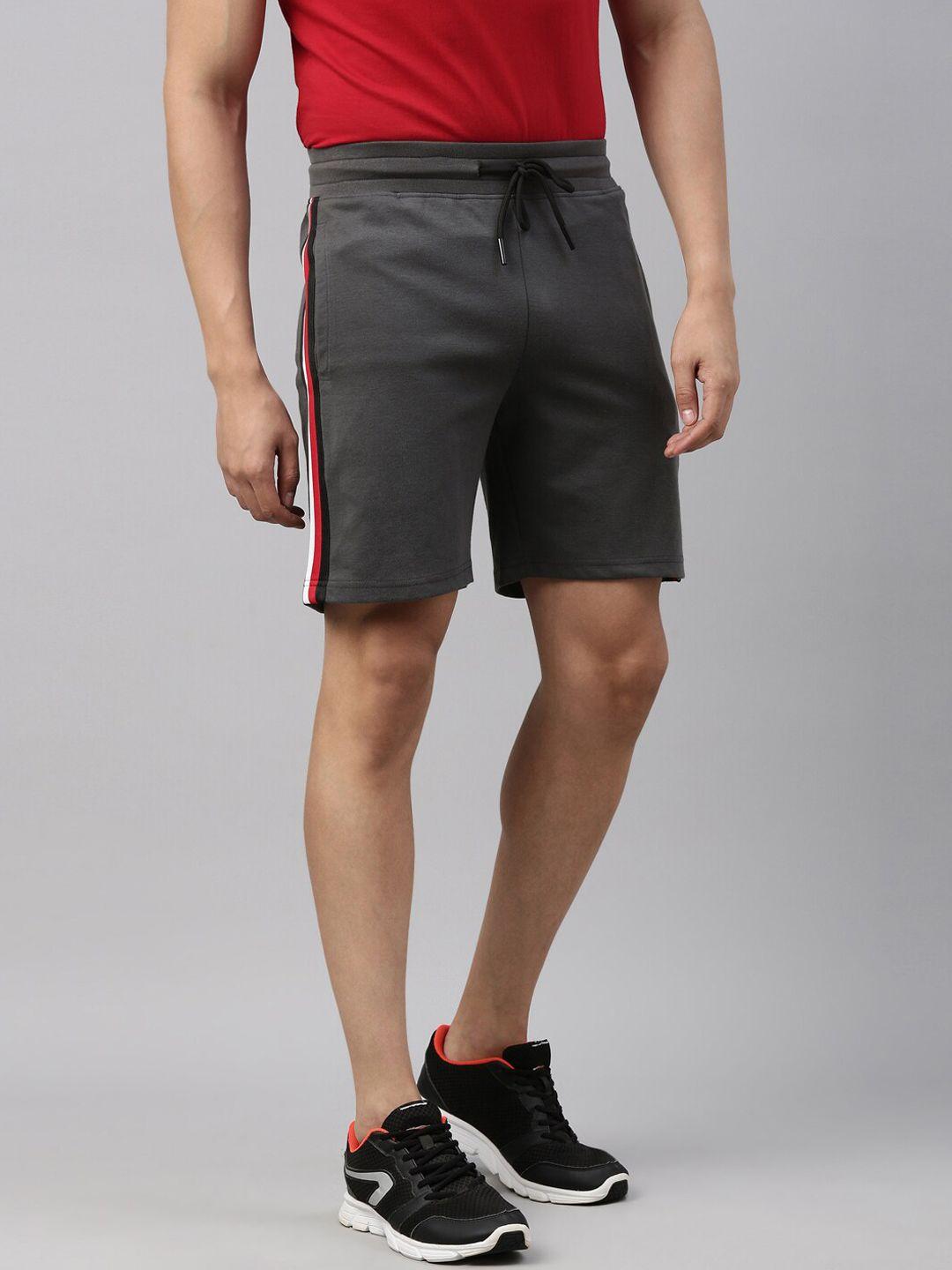 joven men cotton charcoal solid regular fit sports shorts