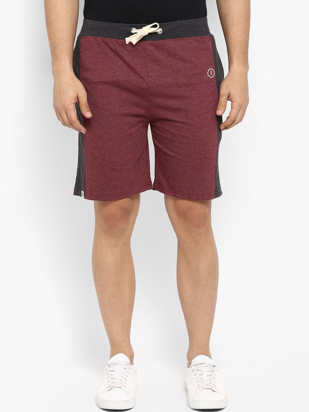 joven men maroon solid regular fit regular shorts