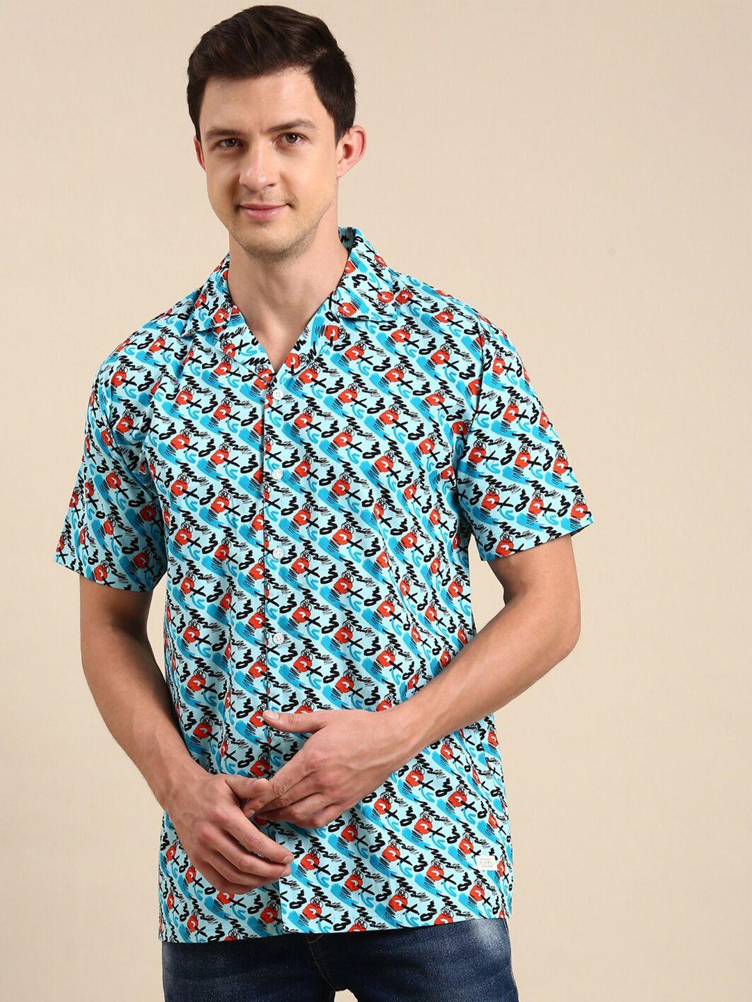 joven abstract printed slim fit cotton casual shirt