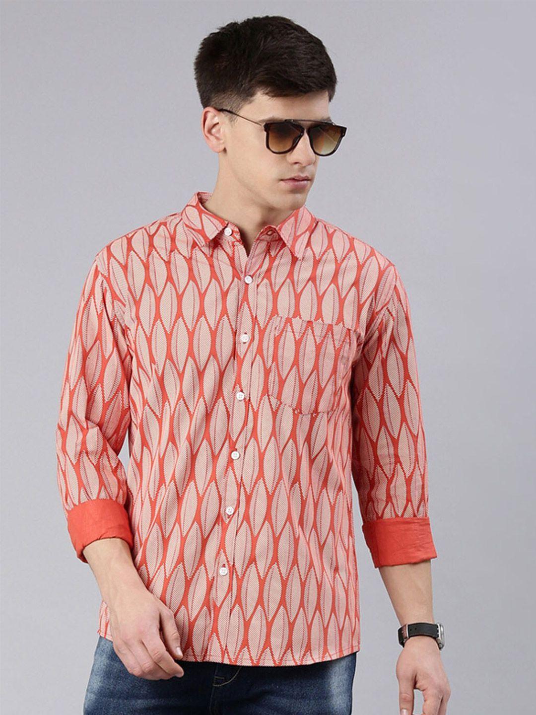 joven full sleeve patch pocket slim fit abstract printed casual pure cotton shirt