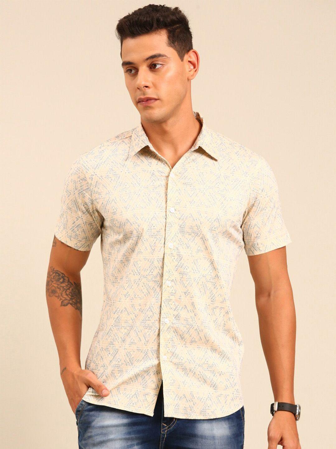 joven geometric printed cotton regular spread collar regular fit  casual shirt
