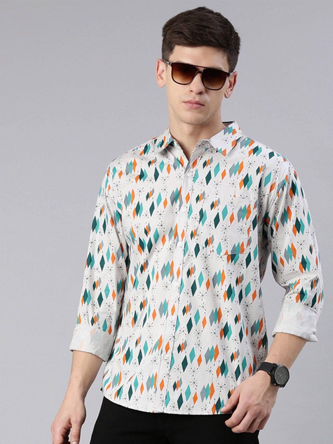joven geometric printed pure cotton casual shirt