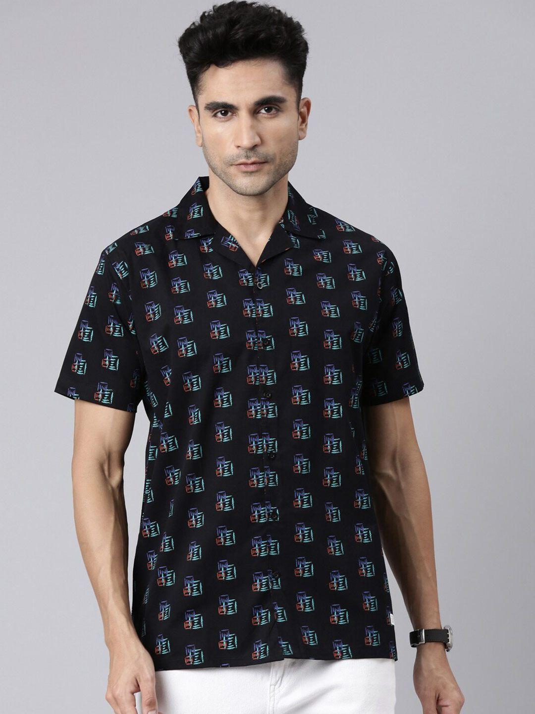 joven graphic printed slim fit cotton casual shirt