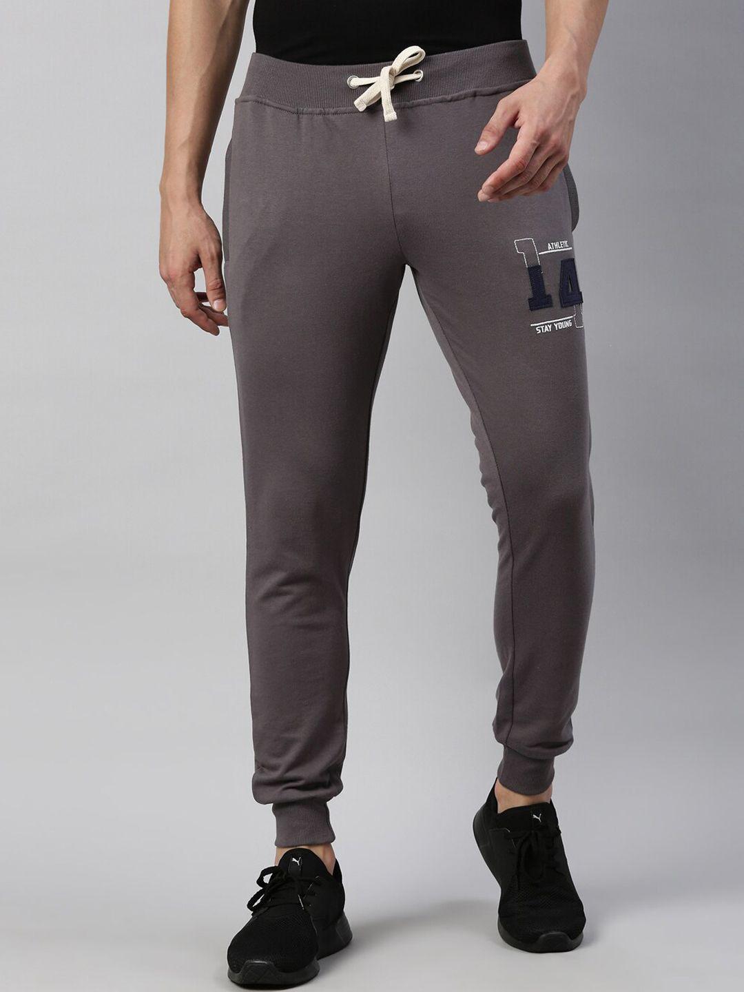 joven men charcoal grey solid slim-fit joggers