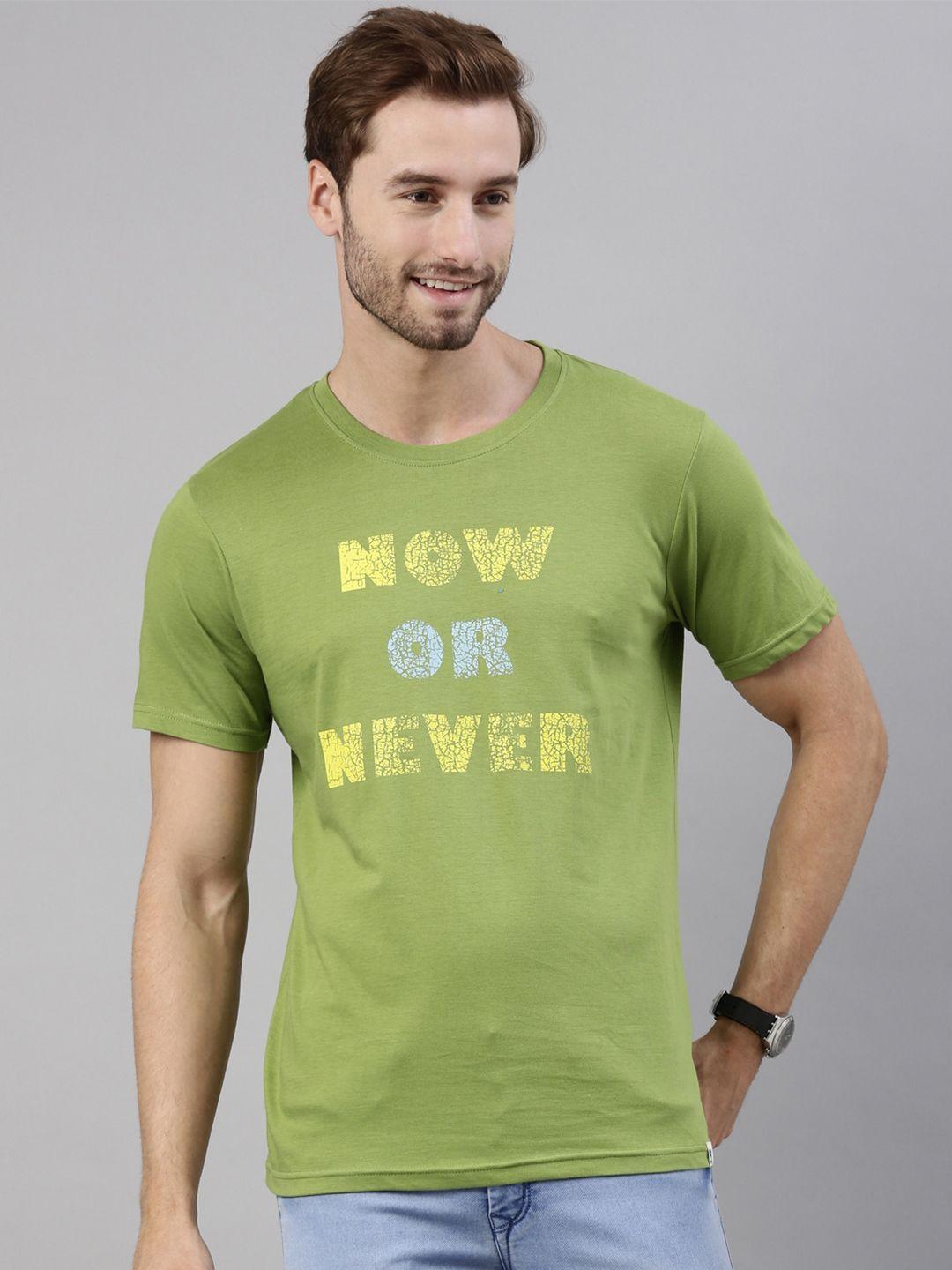 joven men green printed pure cotton t-shirt