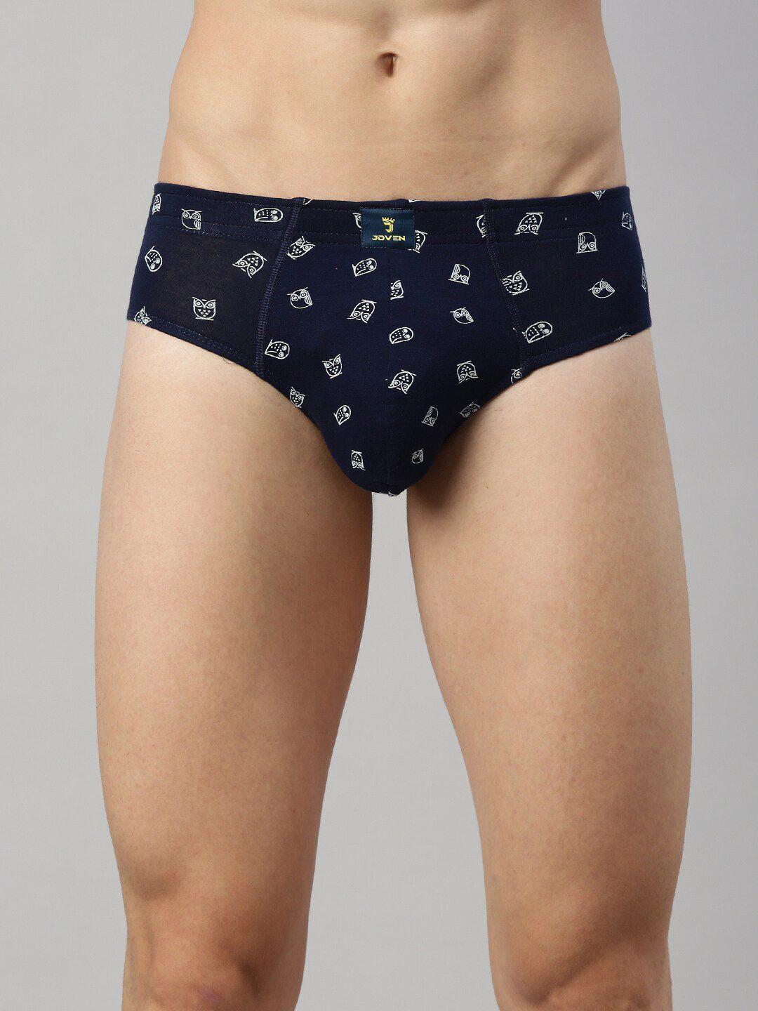 joven men navy blue printed basic briefs