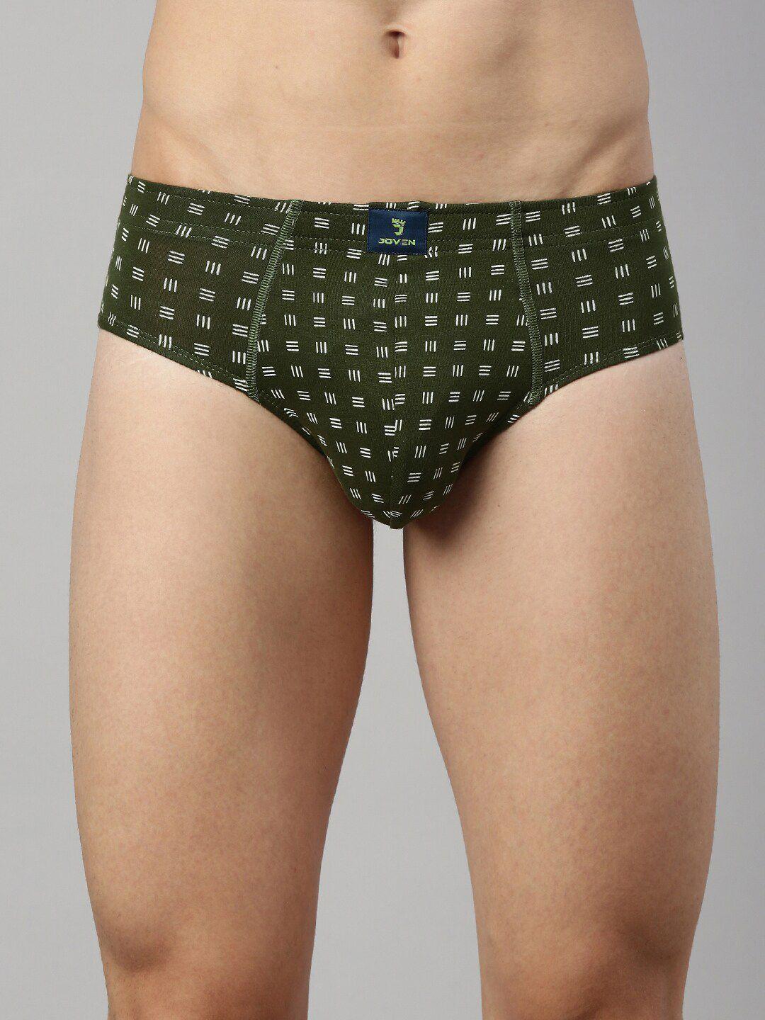 joven men olive green printed basic briefs