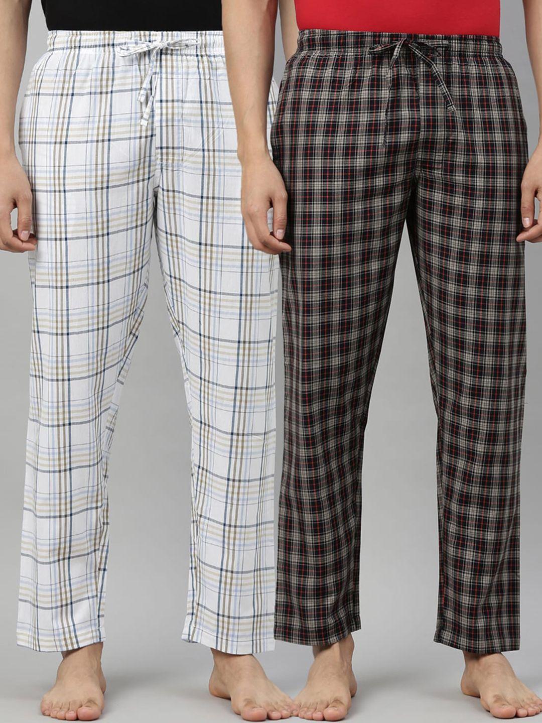joven men pack of 2 checked cotton lounge pants