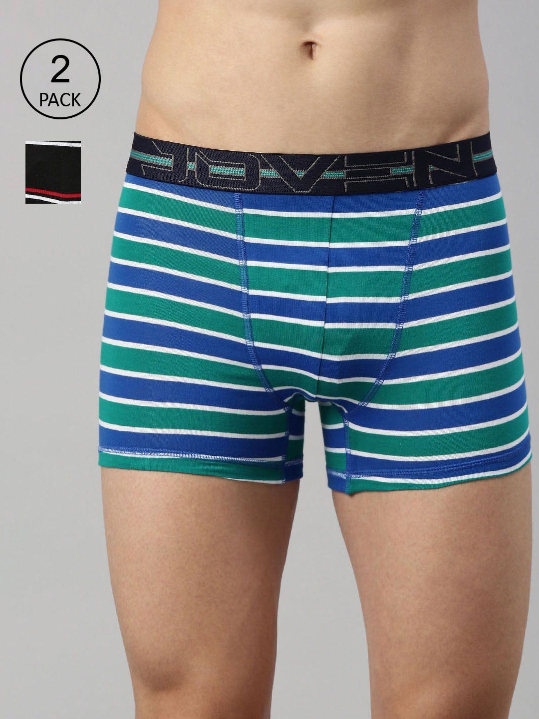 joven men pack of 2 striped cotton trunks