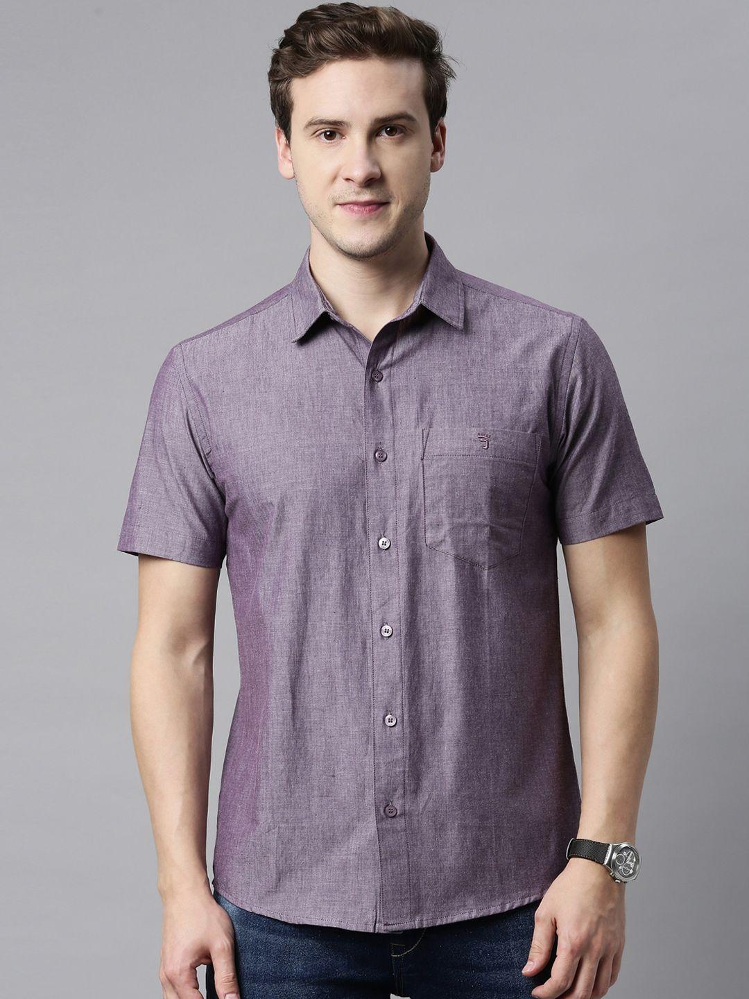joven men purple slim fit opaque casual shirt