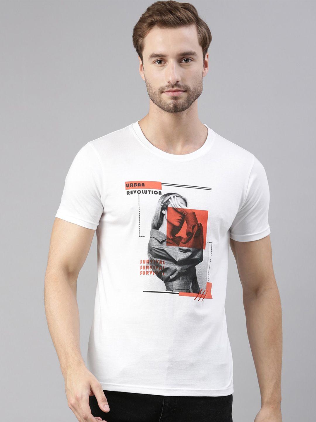 joven men white printed pure cotton t-shirt