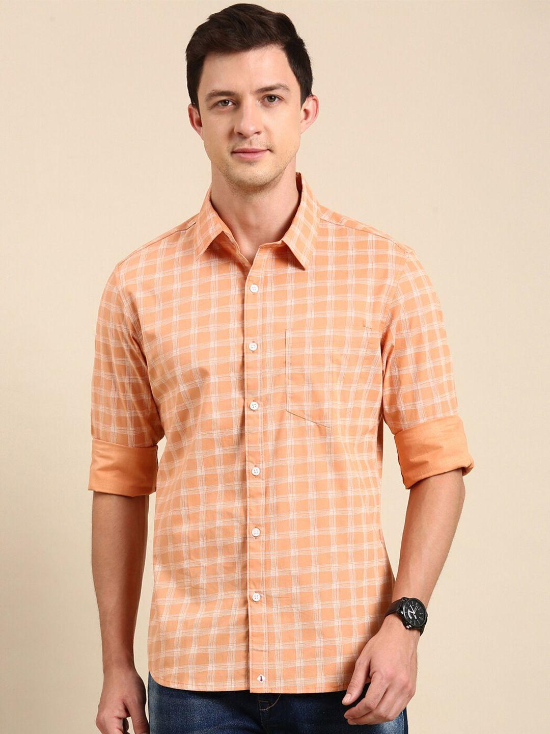 joven slim fit checked cotton casual shirt