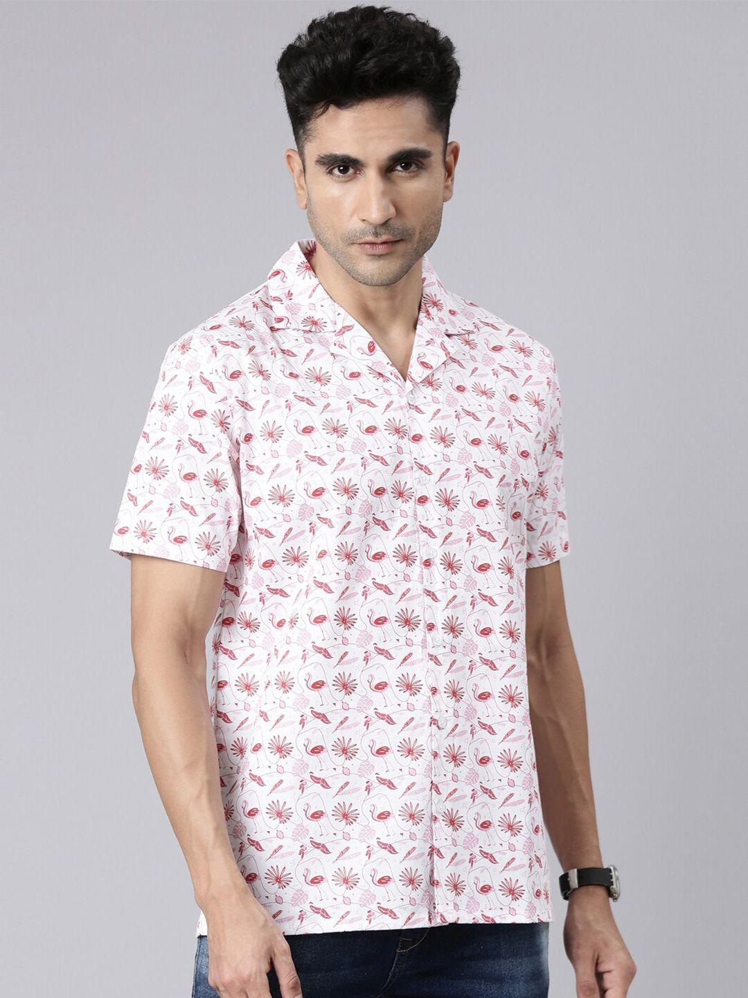joven slim fit conversational printed cuban collar cotton casual shirt