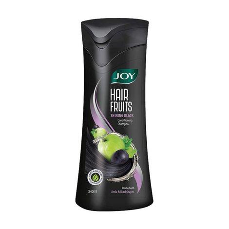 joy hair fruits shining black conditioning shampoo enriched with amla & black grapes 340 ml