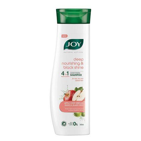 joy natural actives deep nourishing & black shine 4 in 1 multi action conditioning shampoo (340 ml)