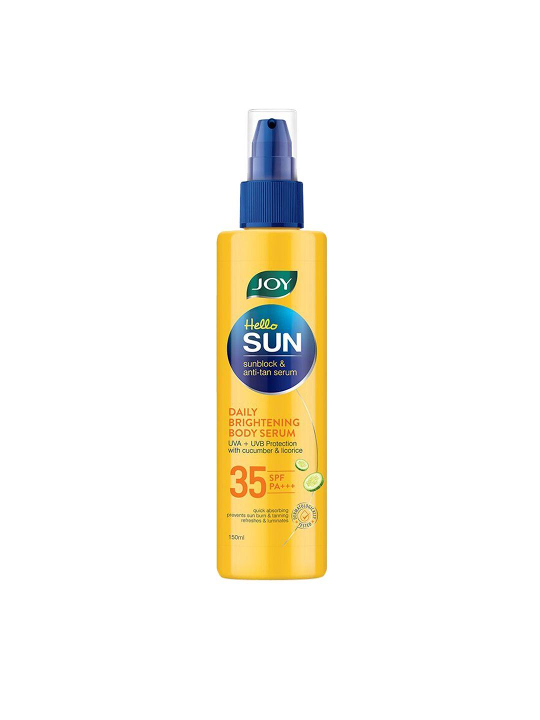 joy hello sun spf-35 pa+++ sunblock & anti tan daily brightening body serum - 150 ml