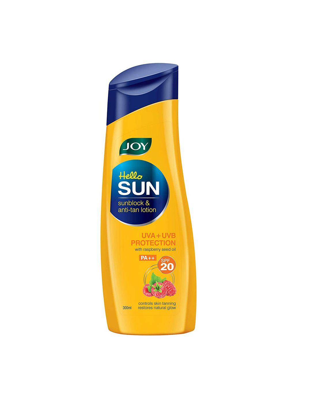 joy hello sun sunblock & anti-tan lotion spf 20 pa++ sunscreen 300 ml