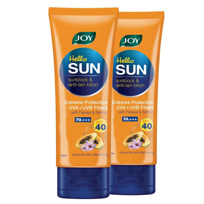 joy hello sun sunblock & anti tan lotion spf 40 pa+++ - pack of 2
