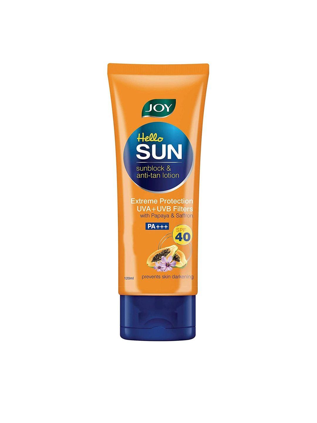 joy hello sun sunblock & anti-tan lotion spf 40 sunscreen 120 ml
